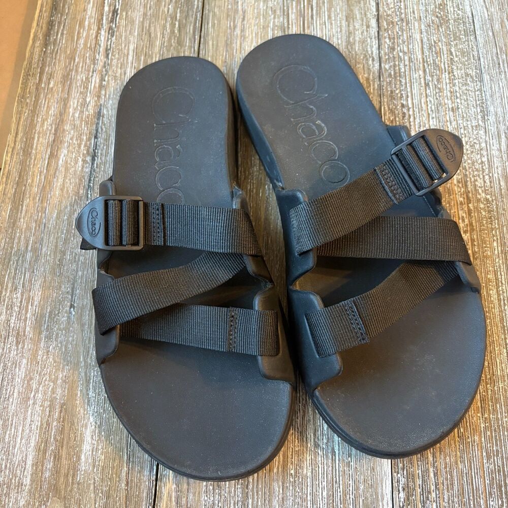 Chaco Chillos Slide Sandal Men 12 Black Z Strap with Cinch Buckle JCH107089